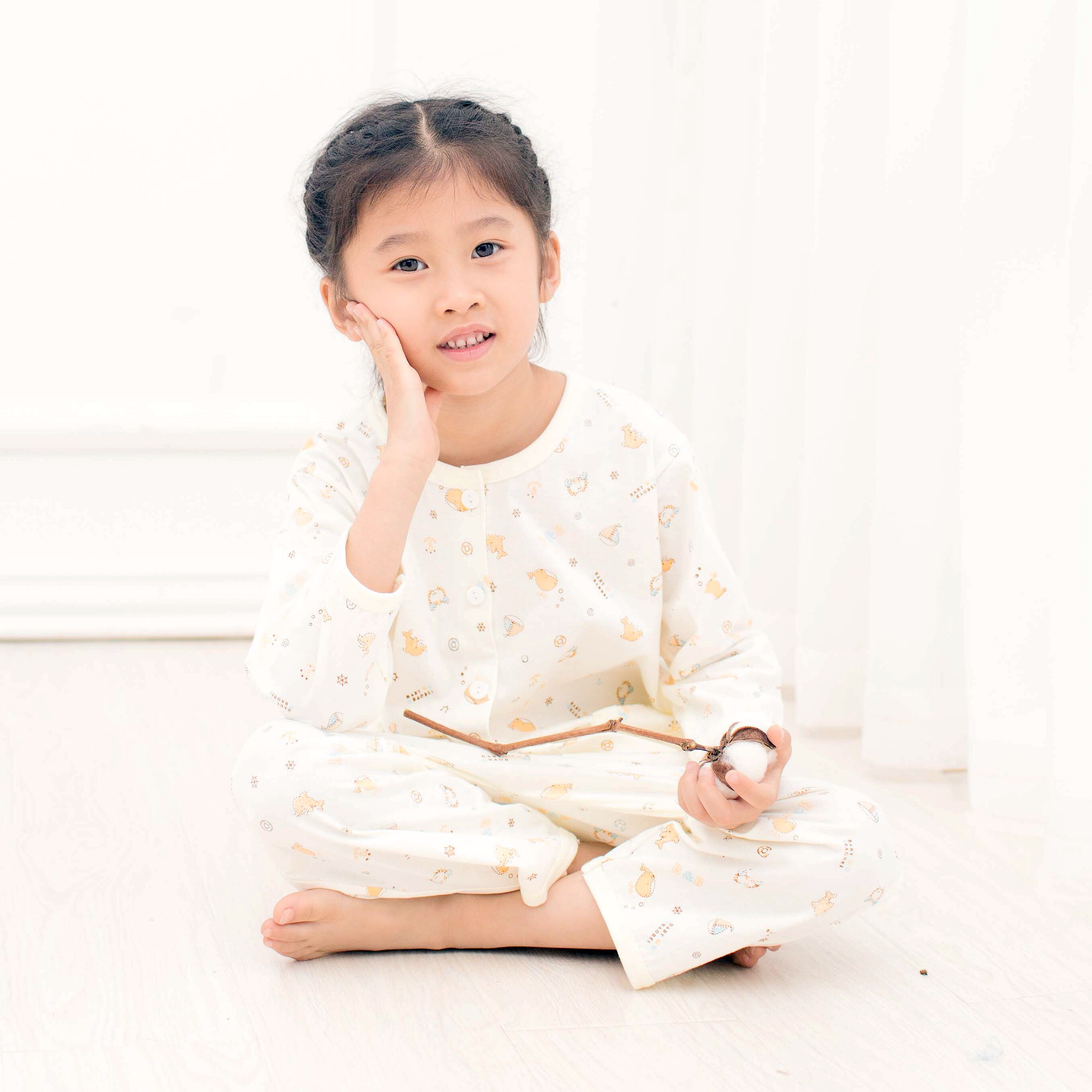 祥身牌婴儿睡衣长袖空调开扣套装儿童内衣优质纯棉布料秋薄家居服