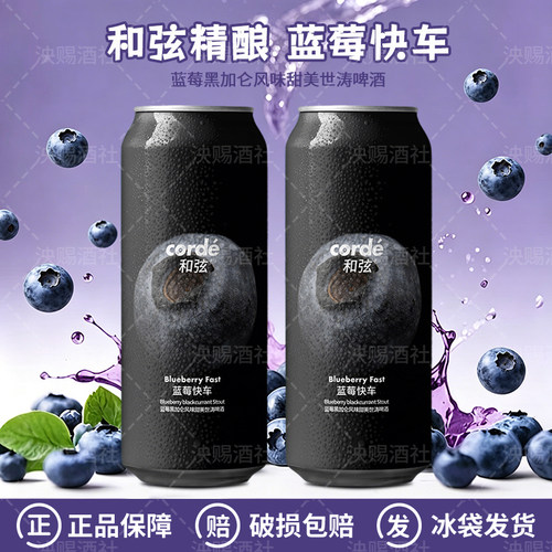 新品 和弦蓝莓快车蓝莓黑加仑风味甜美世涛/阳光砂糖橘啤酒500ml