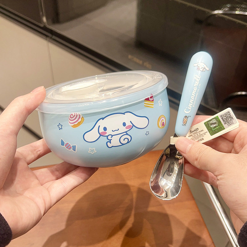 玉桂狗卡通儿童不锈钢碗耐摔