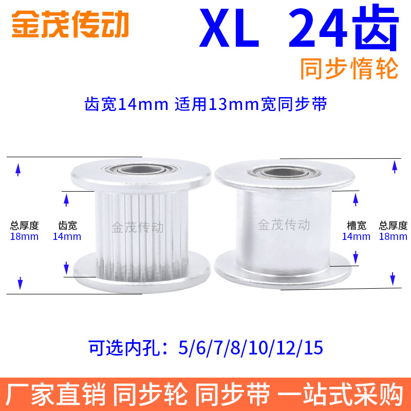 XL24齿同步齿轮光面齿宽14内孔5/6/8/10同步带轮惰轮张紧轮同步轮