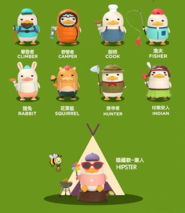 正品包邮popmart泡泡玛特DUCKOO野营鸭子盲盒手办公仔潮人野营者