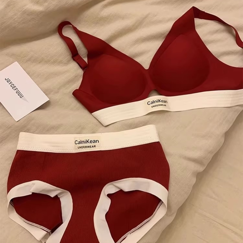 红色本命年秋冬内衣女聚拢文胸罩