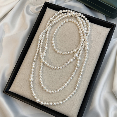 澳白珍珠项链长款毛衣链