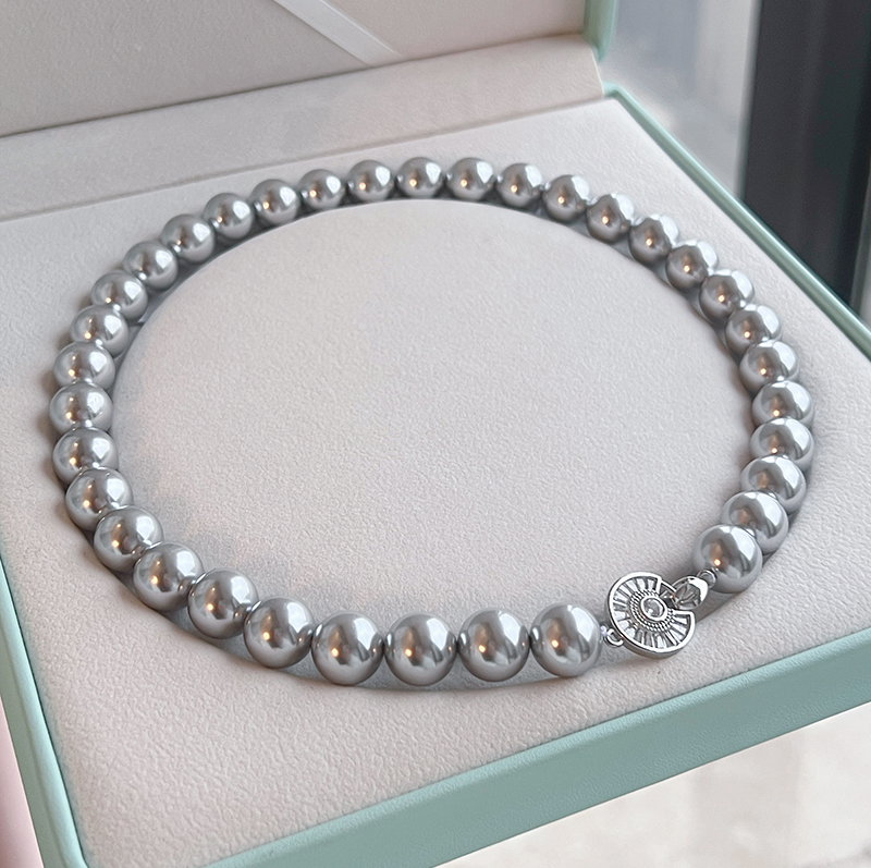 真多麻银灰珍珠项链2025新款爆款