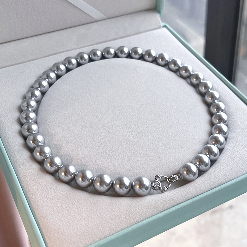 真多麻银灰珍珠项链女款