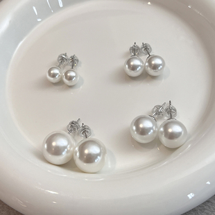 澳白珍珠耳钉女2025新款爆款气质正品12mm高级感轻奢小众s925银针