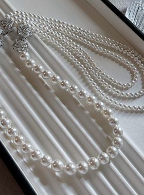 长款多层毛衣链珍珠项链女2025新款爆款轻奢小众澳白秋冬叠戴配饰