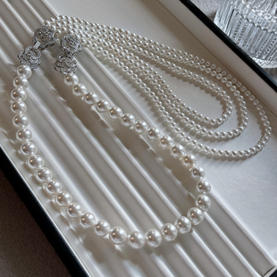 长款多层毛衣链珍珠项链女2025新款爆款轻奢小众澳白秋冬叠戴配饰