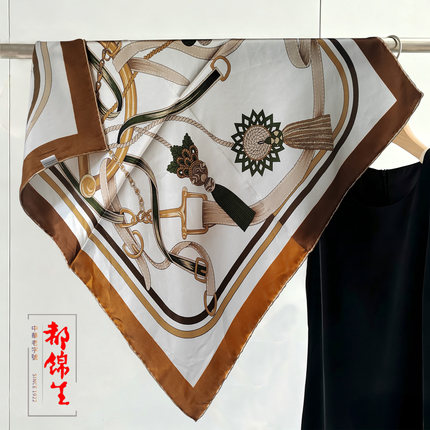 都锦生丝巾女时尚气质职业中方巾桑蚕丝绸缎面印花小披肩通勤领巾