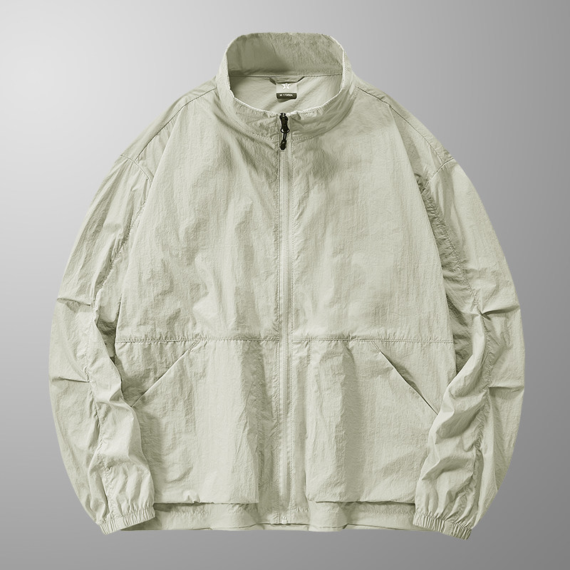 山系防晒衣男士2026春夏新款开衫立领宽松短款休闲薄风衣防晒外套