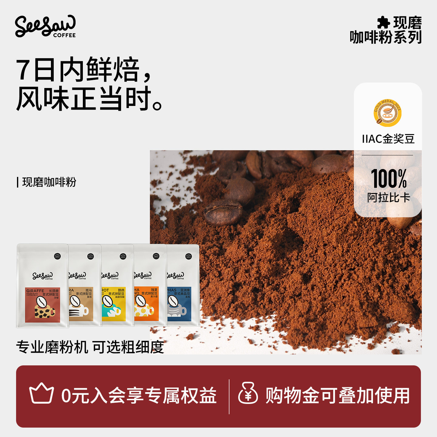 【现磨】seesaw咖啡粉现磨手冲soe阿拉比卡咖啡豆磨粉咖啡豆粉