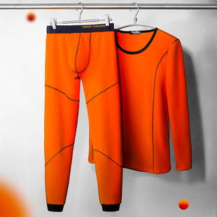 男士加绒加厚大圆领防寒低领紧身棉毛衫青年秋衣秋裤保暖内衣套装