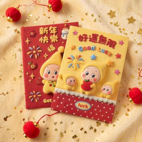 马年星星人小号5D仿毛绒利是封