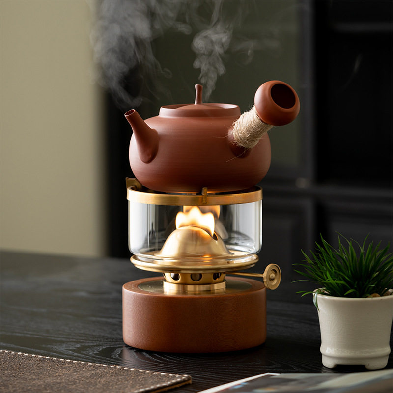 黄铜电木空气灯煮茶炉家用煮茶壶酒精炉煤油灯茶炉户外烧水煮茶器