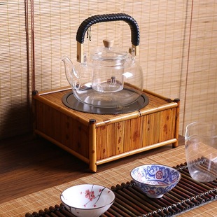 小型煮茶炉竹碳炉 围炉煮茶炉电陶炉手工竹编烤茶炉民宿室内新中式