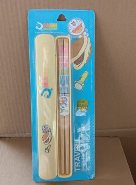 外贸便携餐具盒印花筷子盒天然