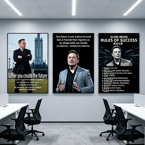 马斯克装饰画励志名人ElonMusk海报壁画公司企业办公室会议室挂画