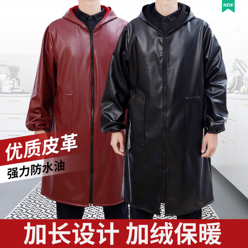 长款皮衣加绒男士秋冬加