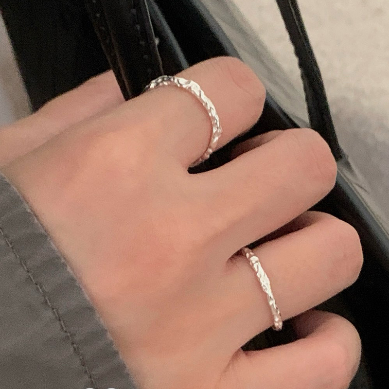 肌理纹熔岩基础款戒指纯银