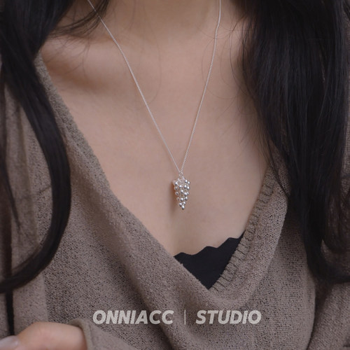 圆球串珠葡萄串项链女锁骨链纯银