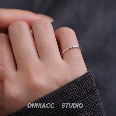 碎冰冰闪闪切割面戒指女尾戒纯银