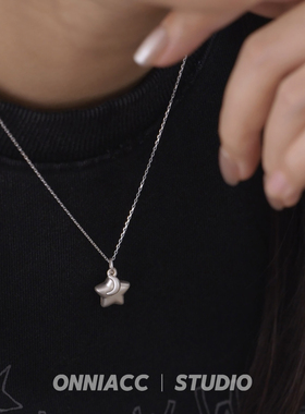 五角星月亮星星吊坠项链女锁骨链纯银高级感轻奢小众2026年新款