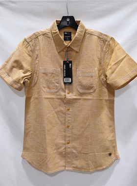 限量特惠BNL潮流SK橙色男士纯棉修身时尚休闲短袖衬衫28704030