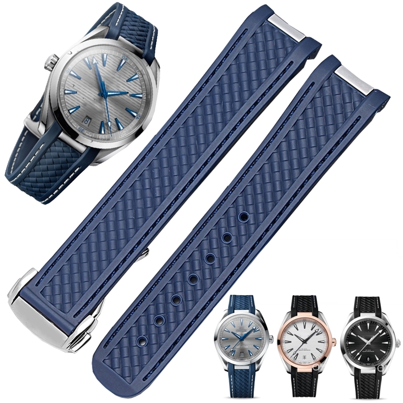 欧米茄硅胶表带代用海马300 AT150碟飞424超霸宇宙橡胶手表链20mm