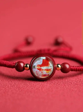 朱砂手链九尾狐手绳玄红白狐蓝狐帅主小狐狸编织红绳本命年男女款