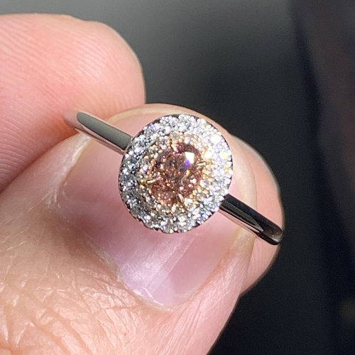 gia26分中彩椭圆形天然粉钻戒指