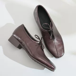 步享~ 韩版方头系带深口单鞋女低跟粗跟简约百搭真皮软底小皮鞋,女鞋,深口单鞋,淘宝优惠券,粉丝福利购,淘宝优惠卷