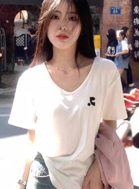 【韩国购】Restandretion韩系宽松V领正肩短袖t恤内搭辣妹上衣女