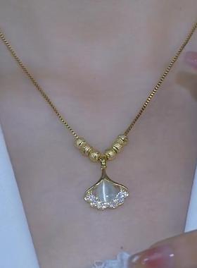 热销款气质温柔高级转运珠银杏叶项链百搭耐看时尚吊坠颈链锁骨链