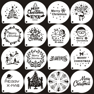 定制圣诞节6寸喷花模 糖粉筛 印花模 提拉米苏慕斯蛋糕撒粉模具