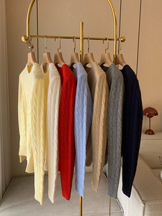 渠道好货～秋冬经典 毛衣休闲百搭上衣 女士圆领套头羊绒羊毛针织衫