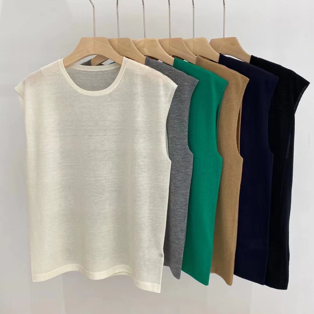 JOS*高品18针80支100精纺羊绒无袖背心打底衫极简高级