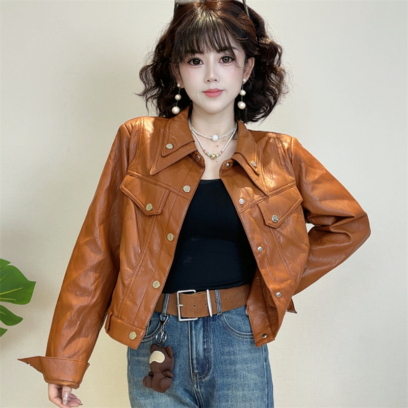 迪否机车风夹克上衣皮衣外套秋季新款时尚双领软皮短外套2288