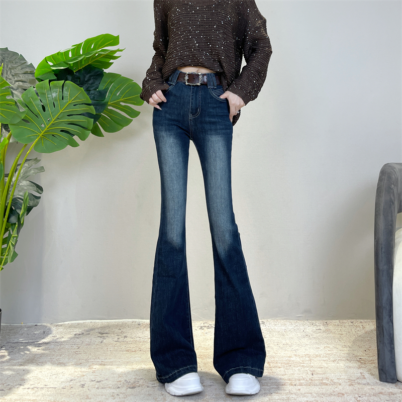 迪否秋季简约美式微喇牛仔裤2025新款爆款复古时尚怀旧高腰喇叭裤
