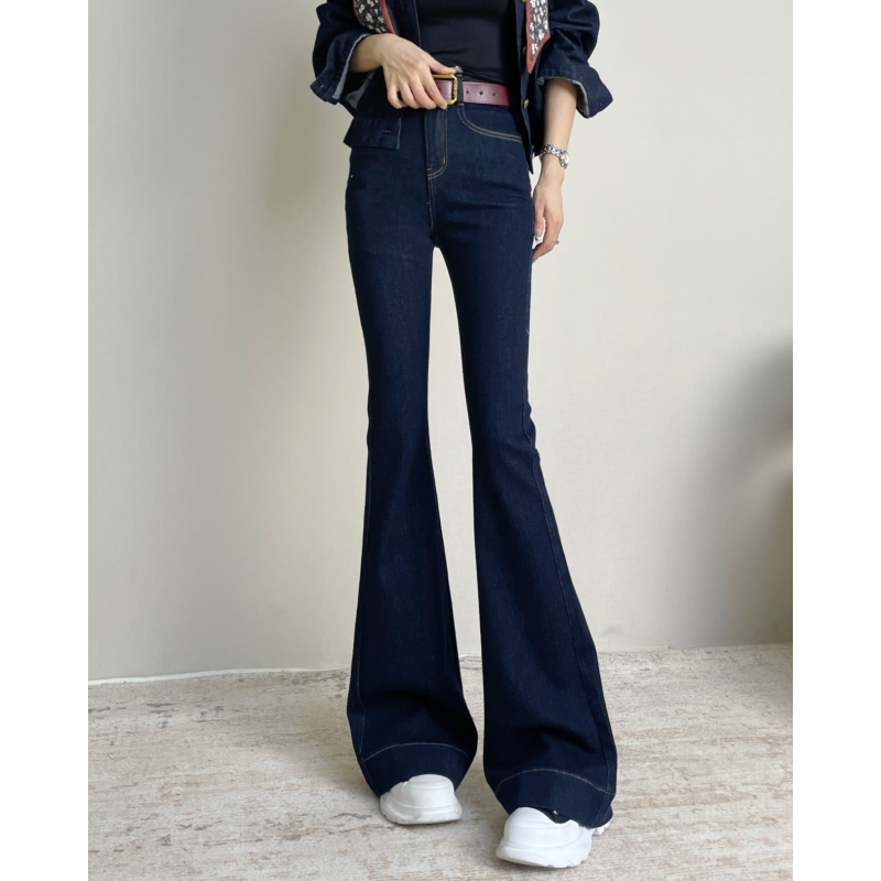 秋冬新款加绒百搭大喇叭牛仔裤