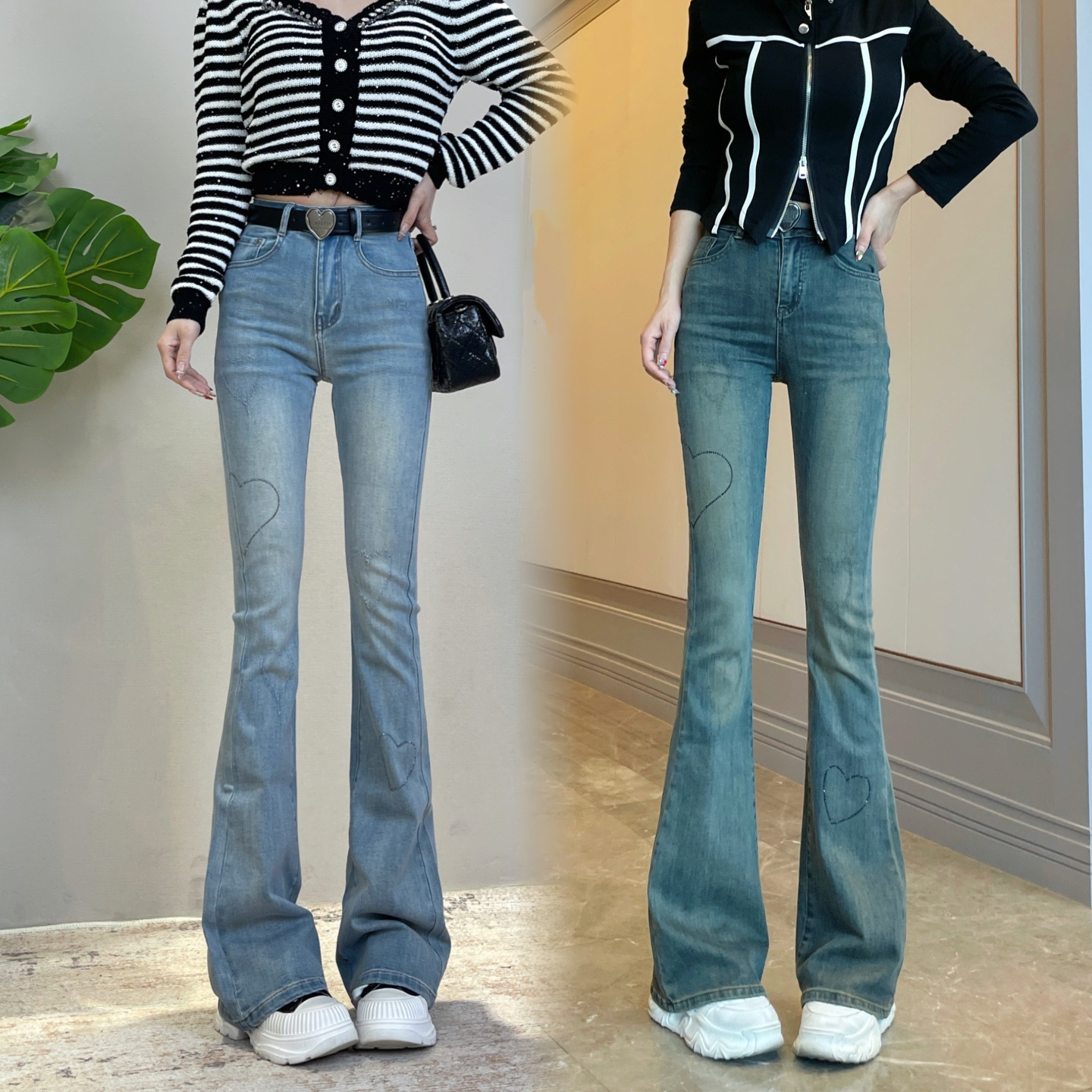 秋冬加绒百搭微喇牛仔裤