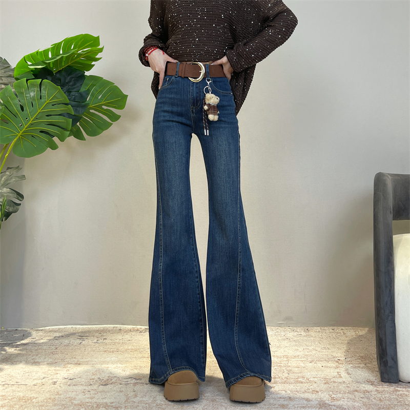 秋冬加绒新款直筒喇叭裤