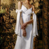 新娘手套白色缎布蝴蝶结婚纱礼服袖 子遮手臂手纱抹胸无袖 婚纱配饰