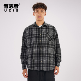 长袖 有志者UZIS 休闲宽松慵懒风美式 男秋季 上衣焕新 日系格子衬衫
