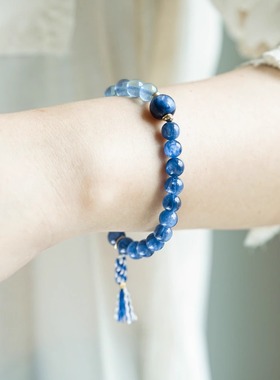 无同 双鱼座月能量星座守护手钏 蓝晶猫眼海蓝宝手绕双圈