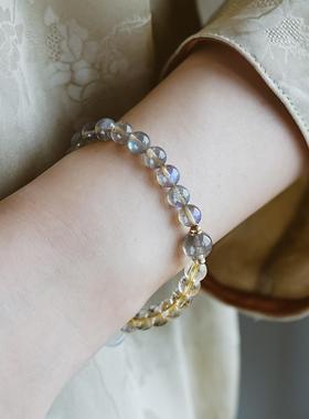 无同 天秤月能量星座守护手钏 金发晶绿幽灵月光石红玛瑙玉髓