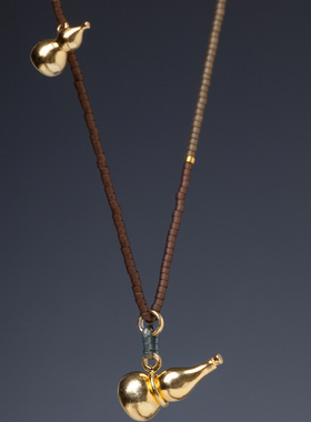 无同  葫芦法宝 金角大王双葫芦925银镀金项链颈链原创设计