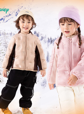 迪士尼童装儿童羽绒服冬季中大童男女童米妮米奇保暖羽绒夹克外套