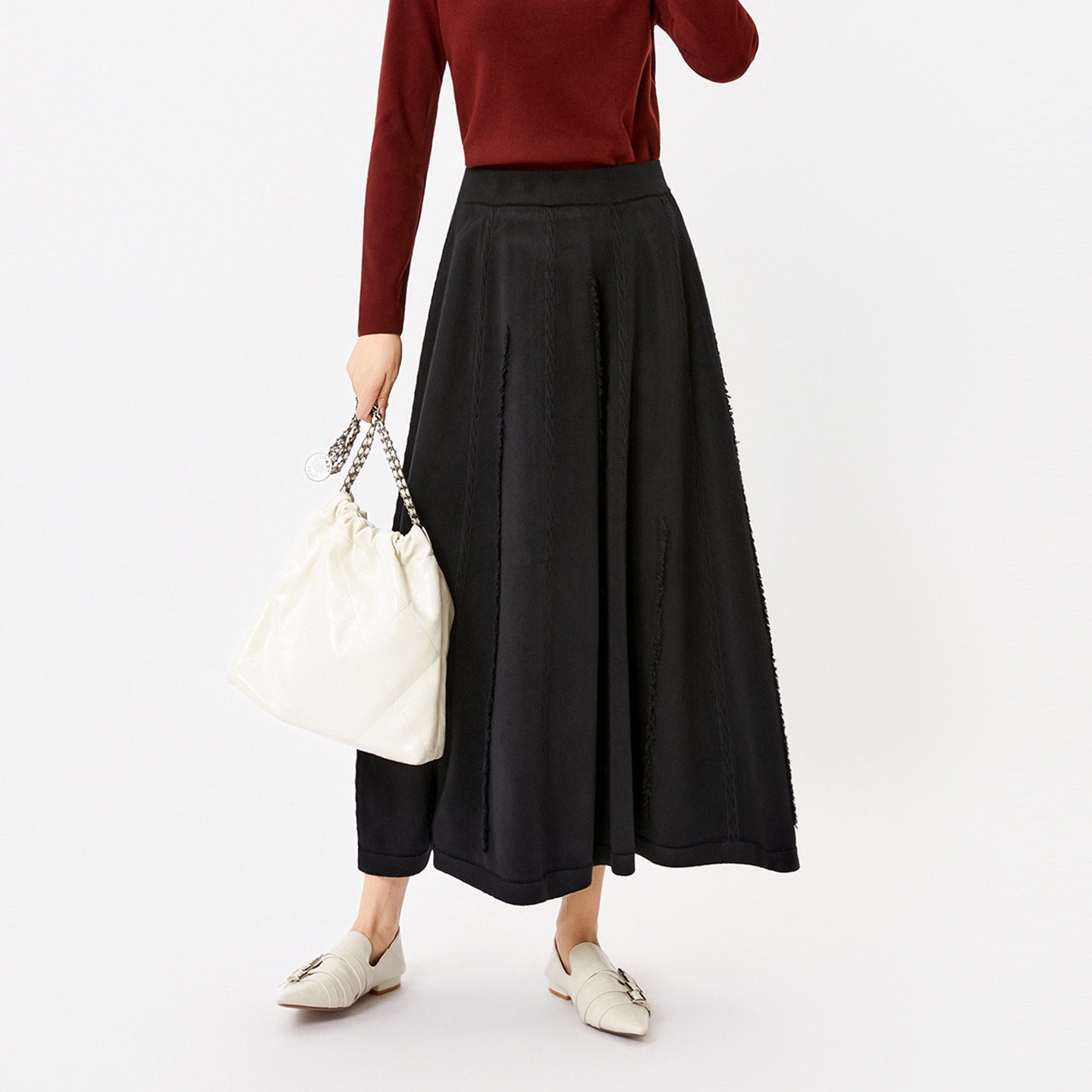 芭依璐2026早春新款休闲裤女百搭气质简约A字半身裙韩版休闲毛边