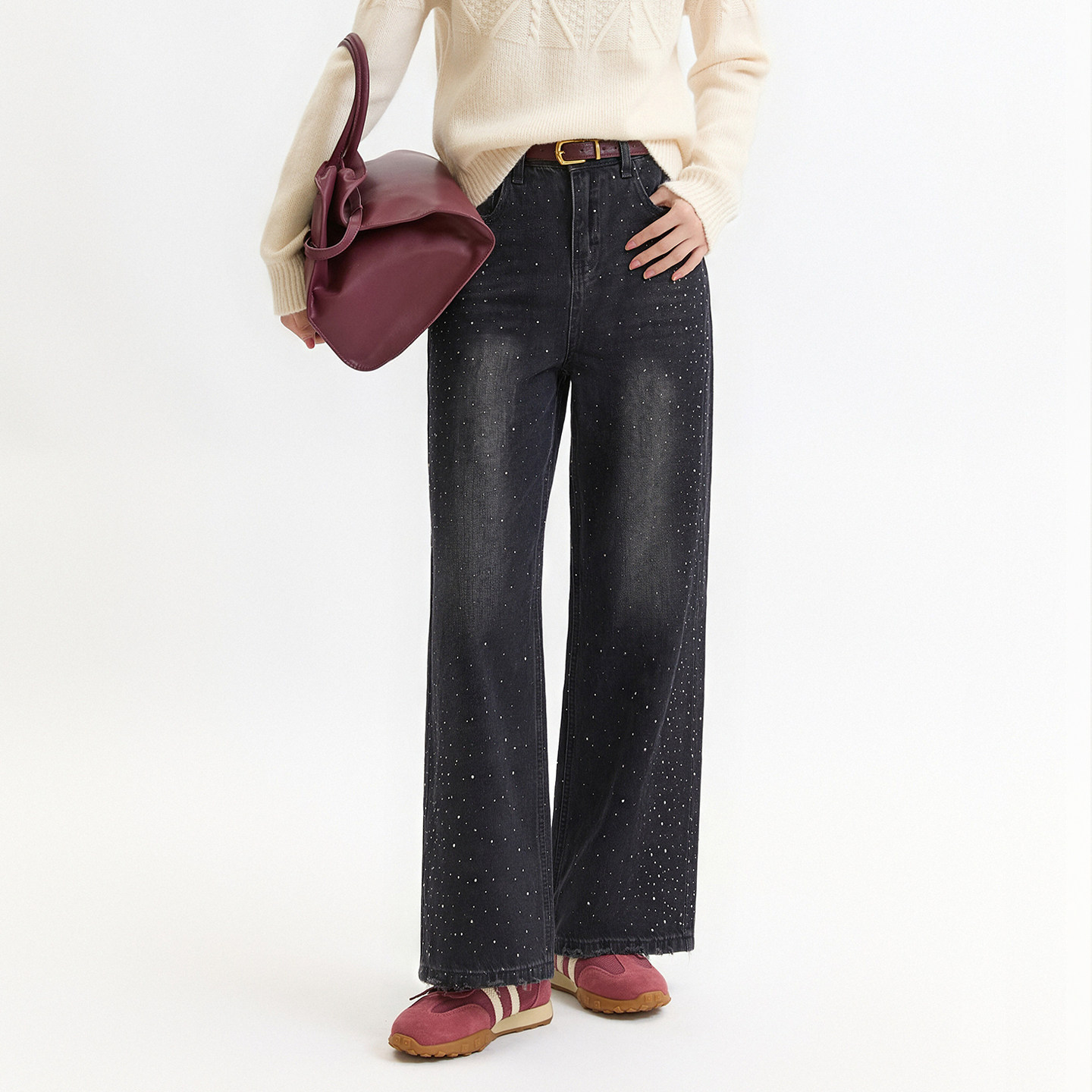 芭依璐复古高腰直筒牛仔裤女款
