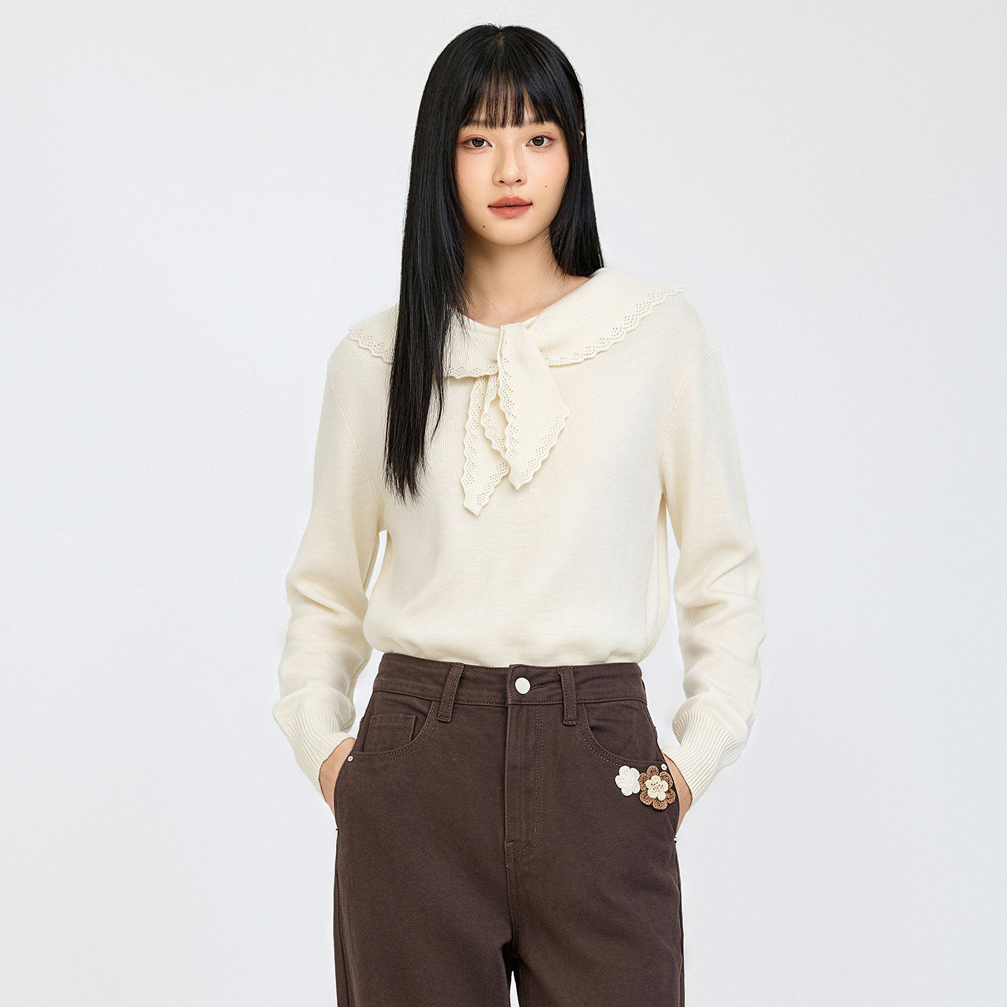 芭依璐秋季慵懒风羊毛针织衫女